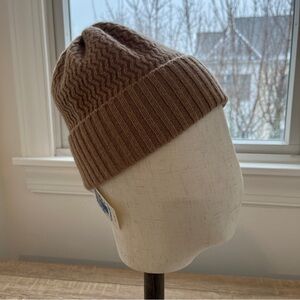 Portolano Camel Knit Cashmere Beanie Hat Natural Fibers NEW with Tags!